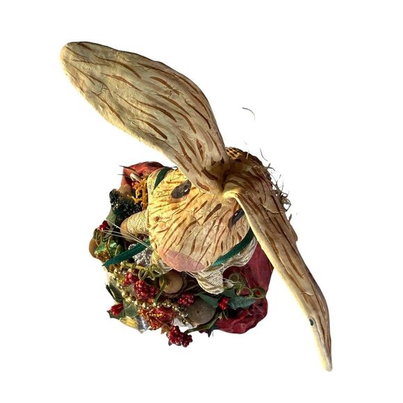 VTG Christmas Paper Mache Bunny Rabbit 1991 Handmade Bollinger Cinnamonroll - Picture 7 of 14